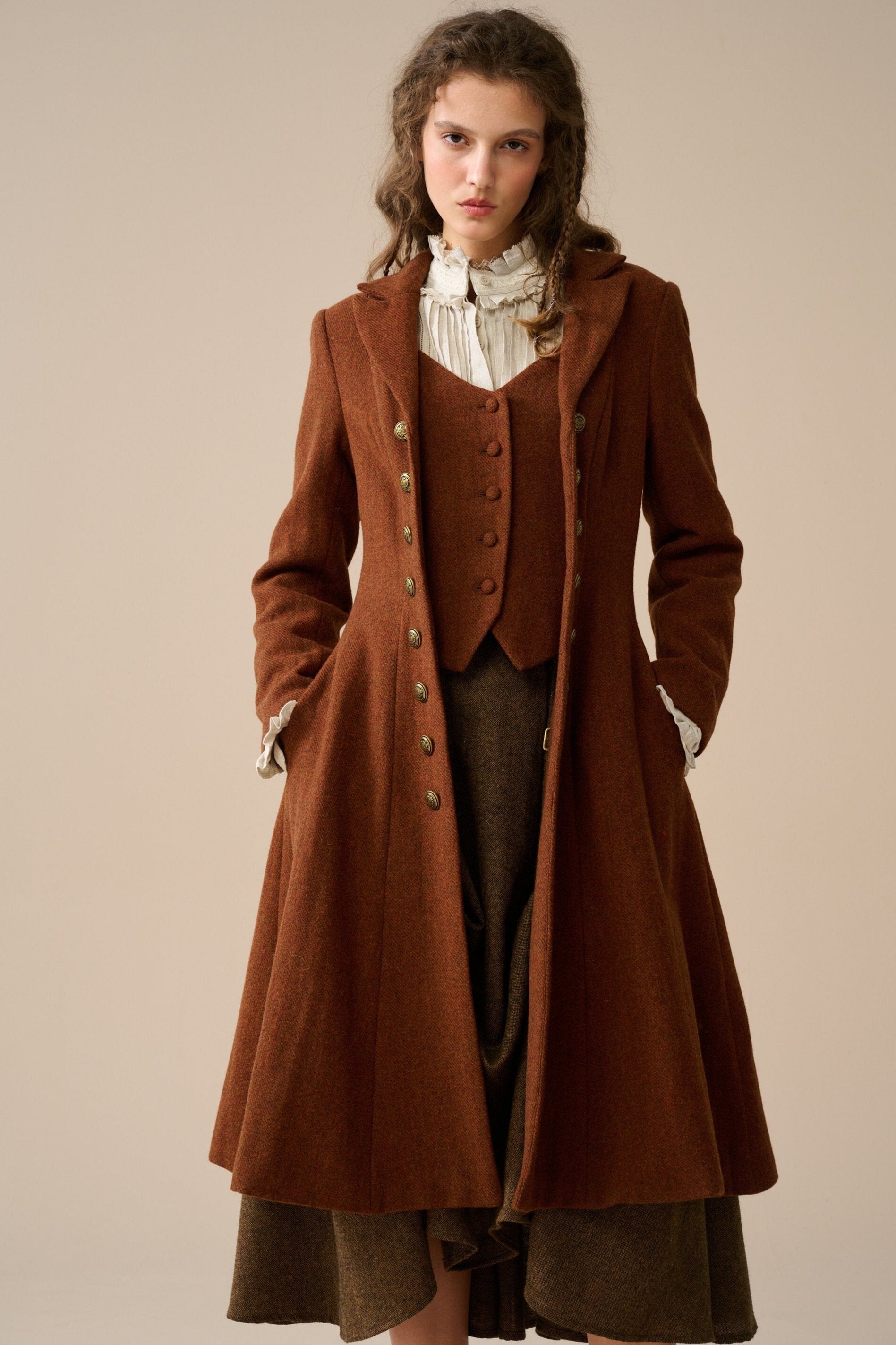 Doreen 15 |Vest-Layered 100% Wool Coat – Linennaive