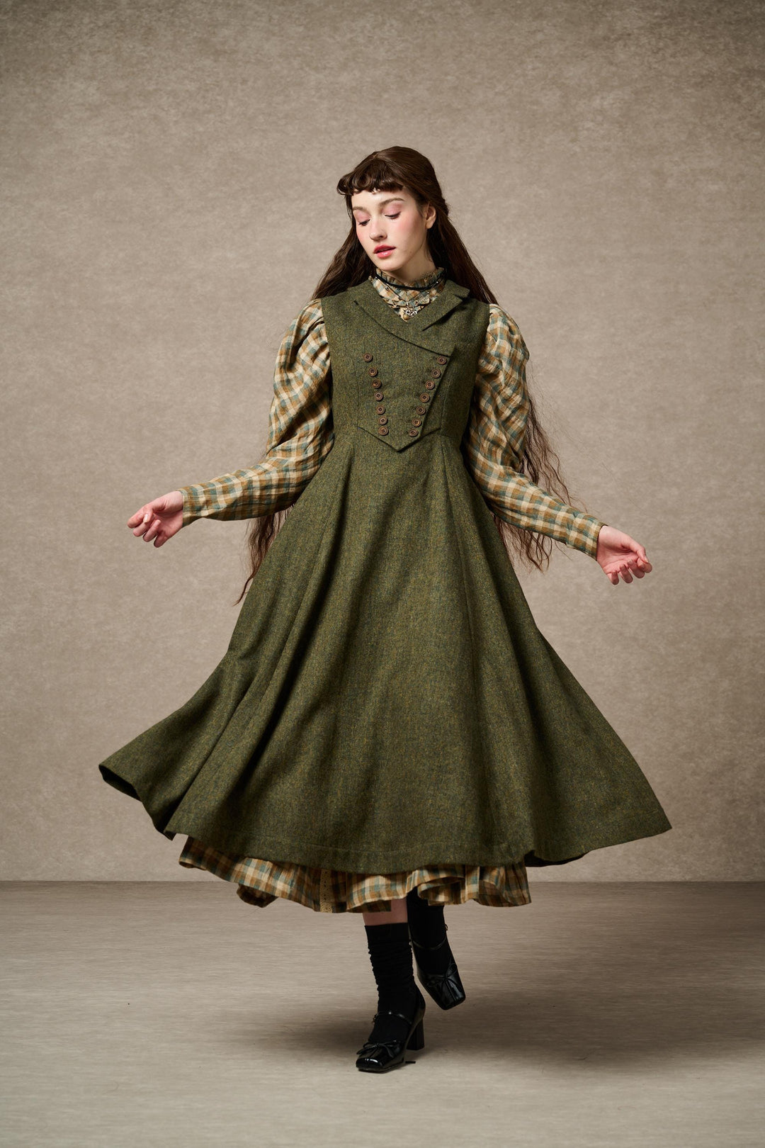 fashionable wool dress Wool Double-Face Midi Dress with Belt Powder blue / 10