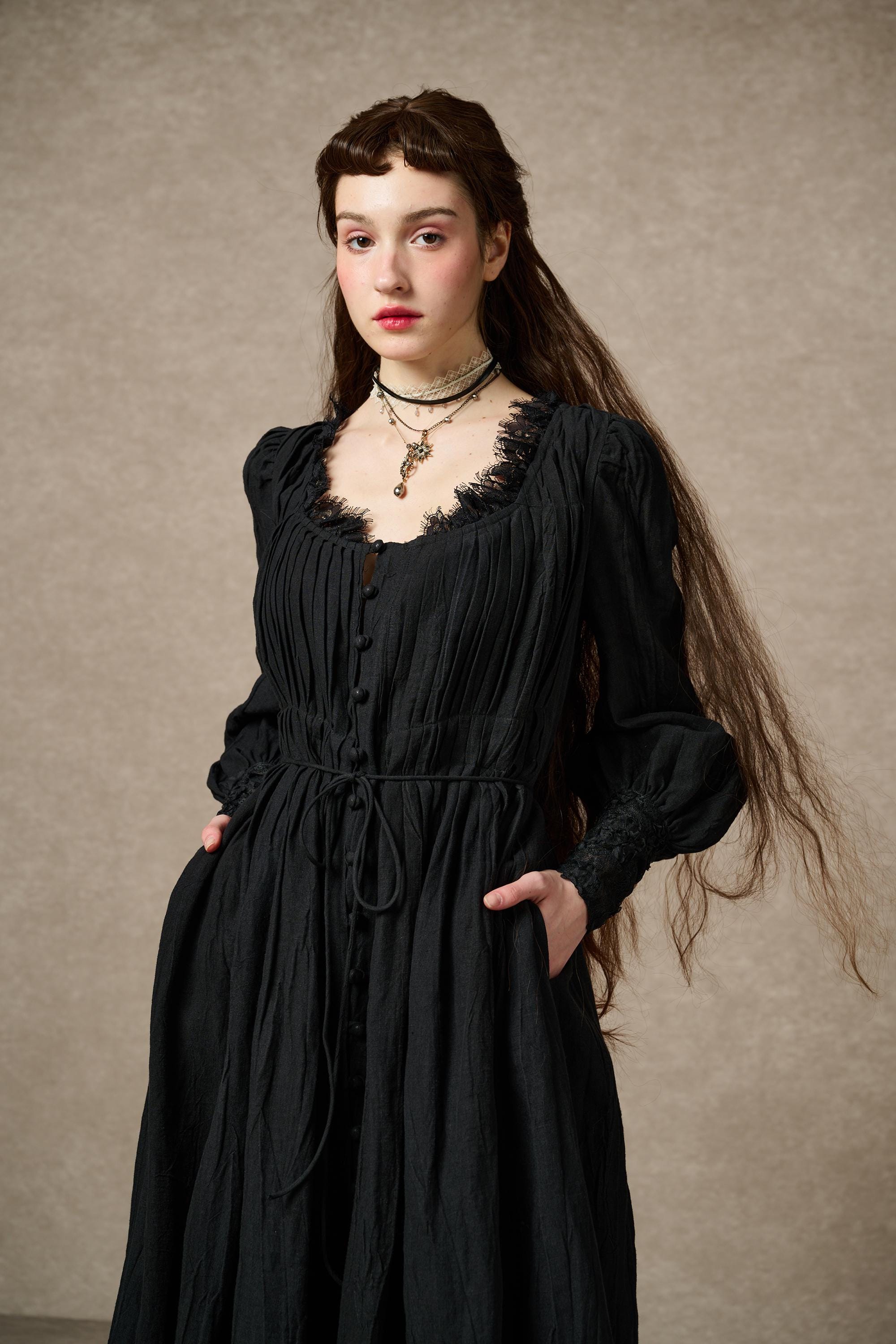 Josefina 19 | Dreamy Pleated Linen Dress Gown – Linennaive