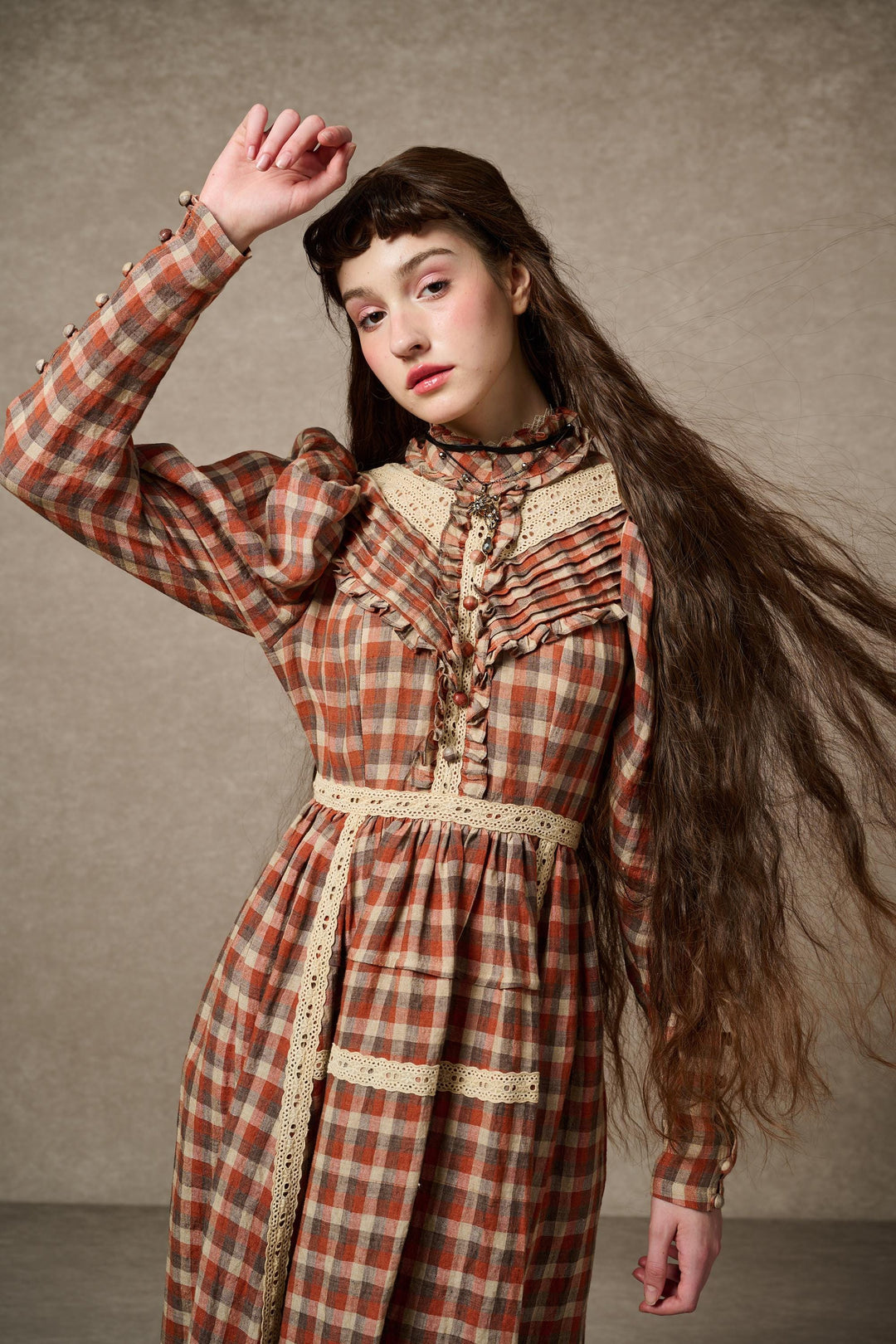 plaid linen dress Mary, Classic Shirtdress, Navy Plaid ReLoved by Frank & Eileen