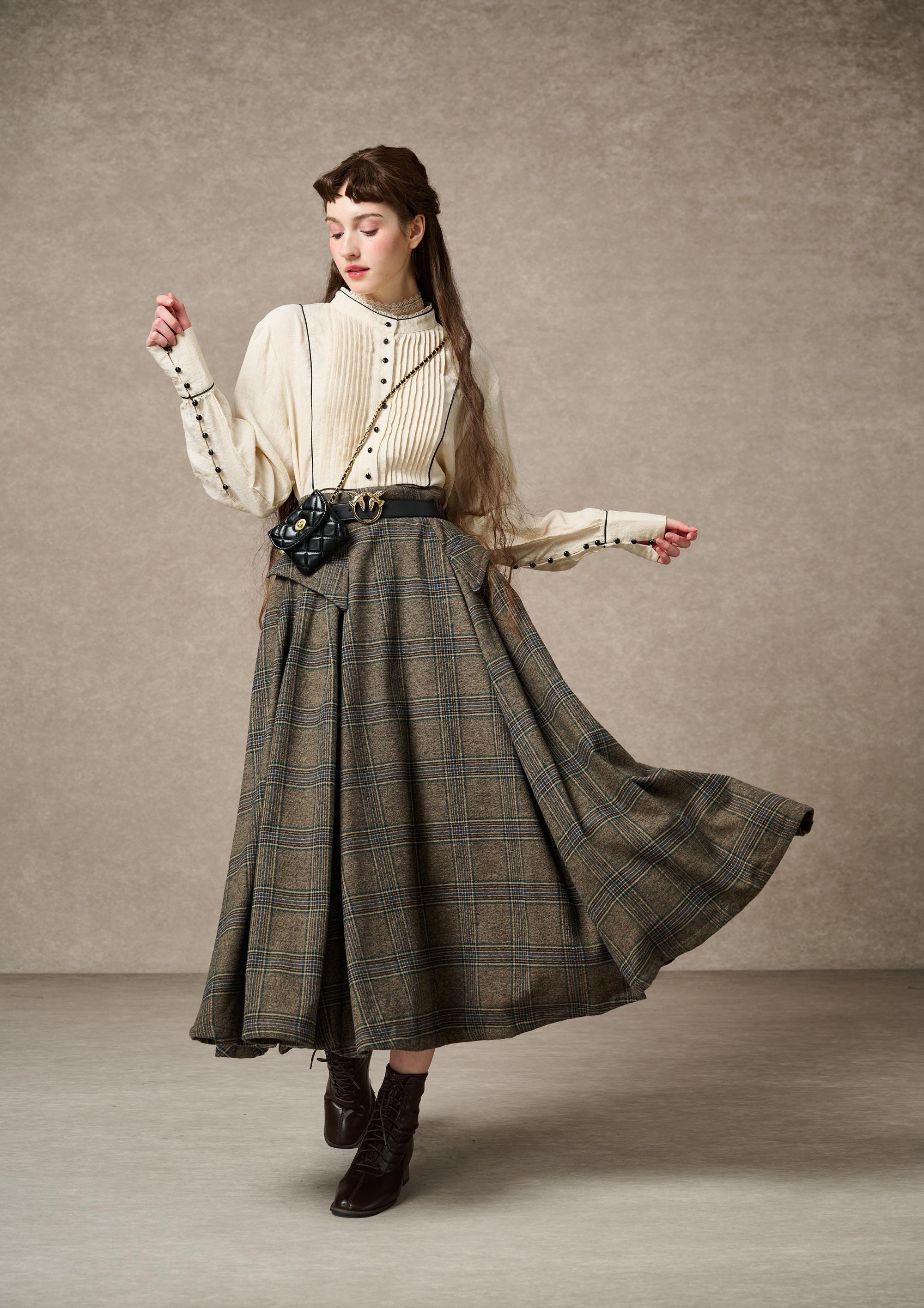 Darcy 23 | Retro Plaid wool skirt – Linennaive