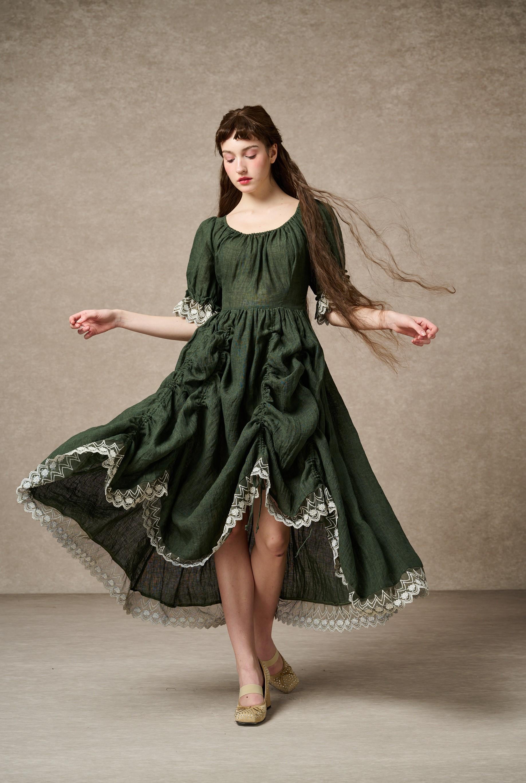 Elowen 27 | Lace Linen dress gown ( 2 way to wear ) – Linennaive