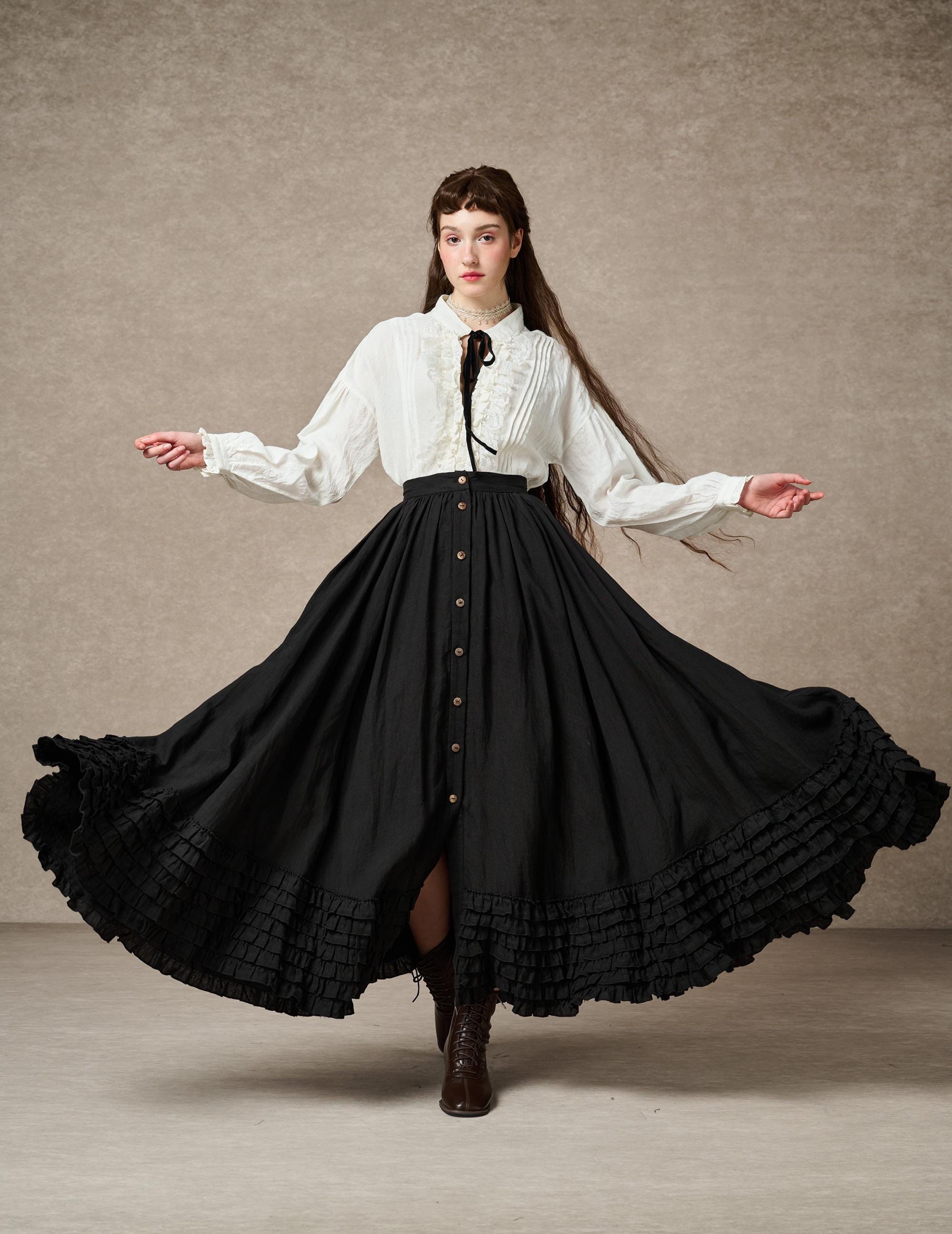 Dorothy 27 | Ruffled maxi linen skirt – Linennaive