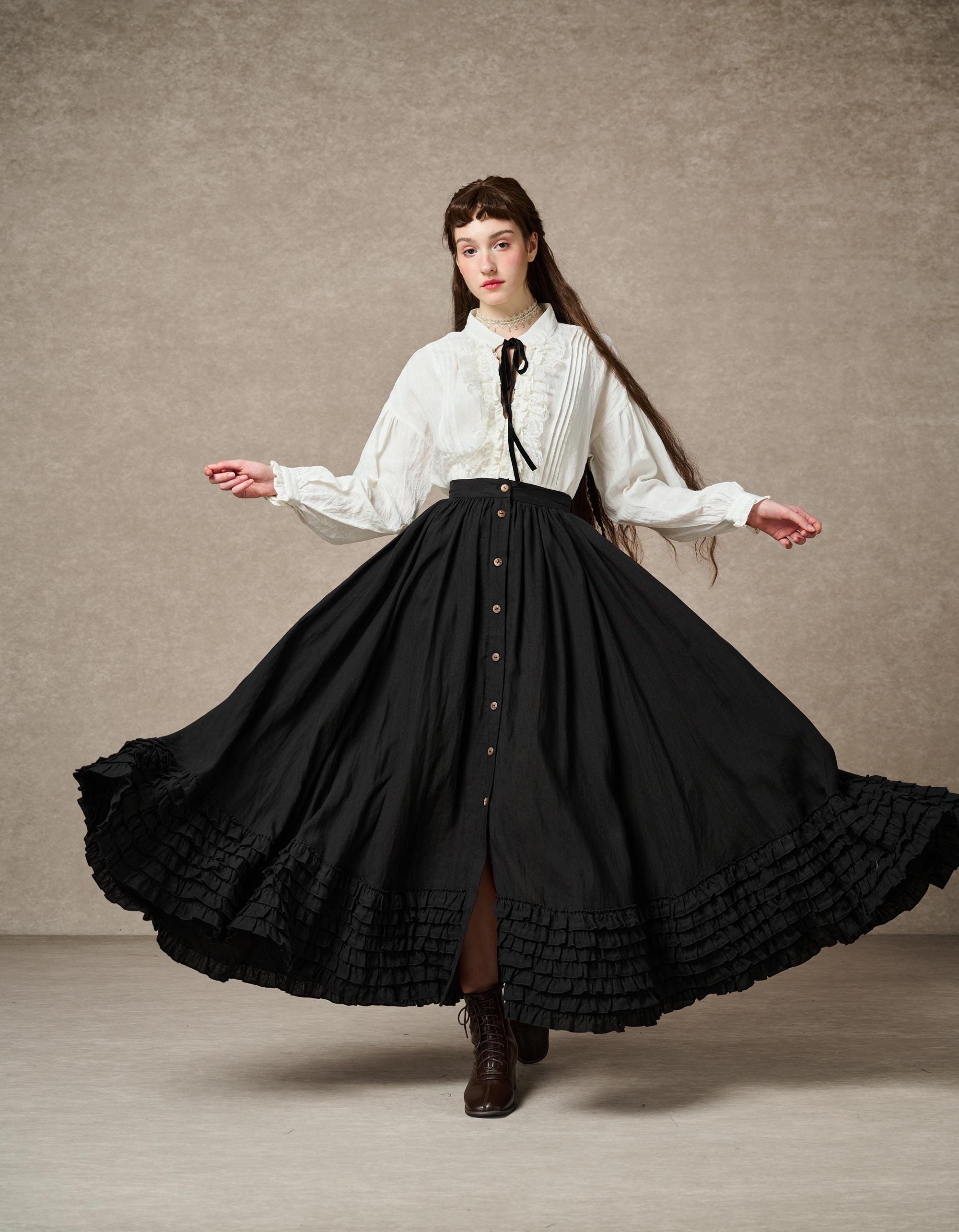 Dorothy 27 | Ruffled maxi linen skirt – Linennaive
