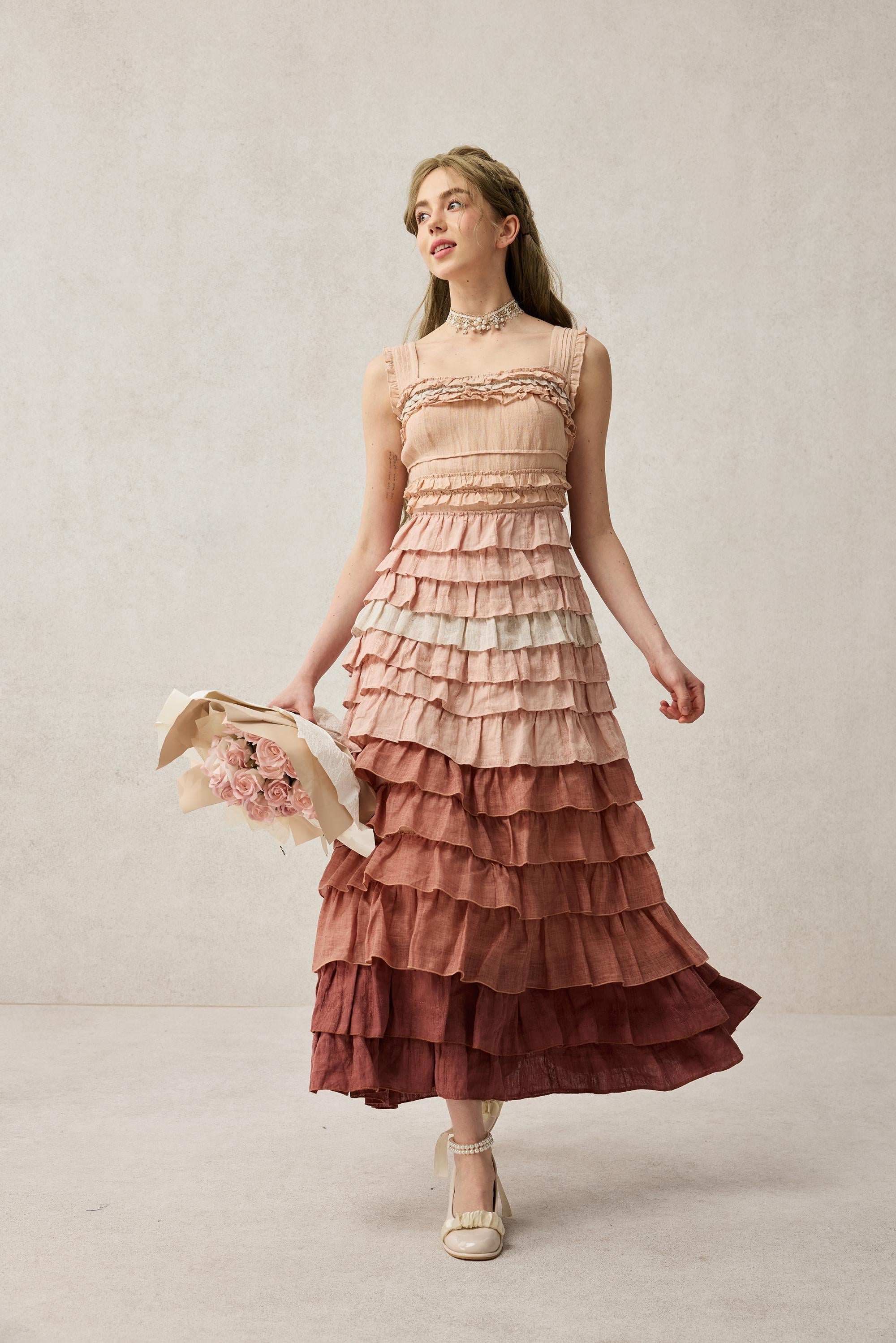 Petals 22 | Dreamy gradient Linen Dress – Linennaive