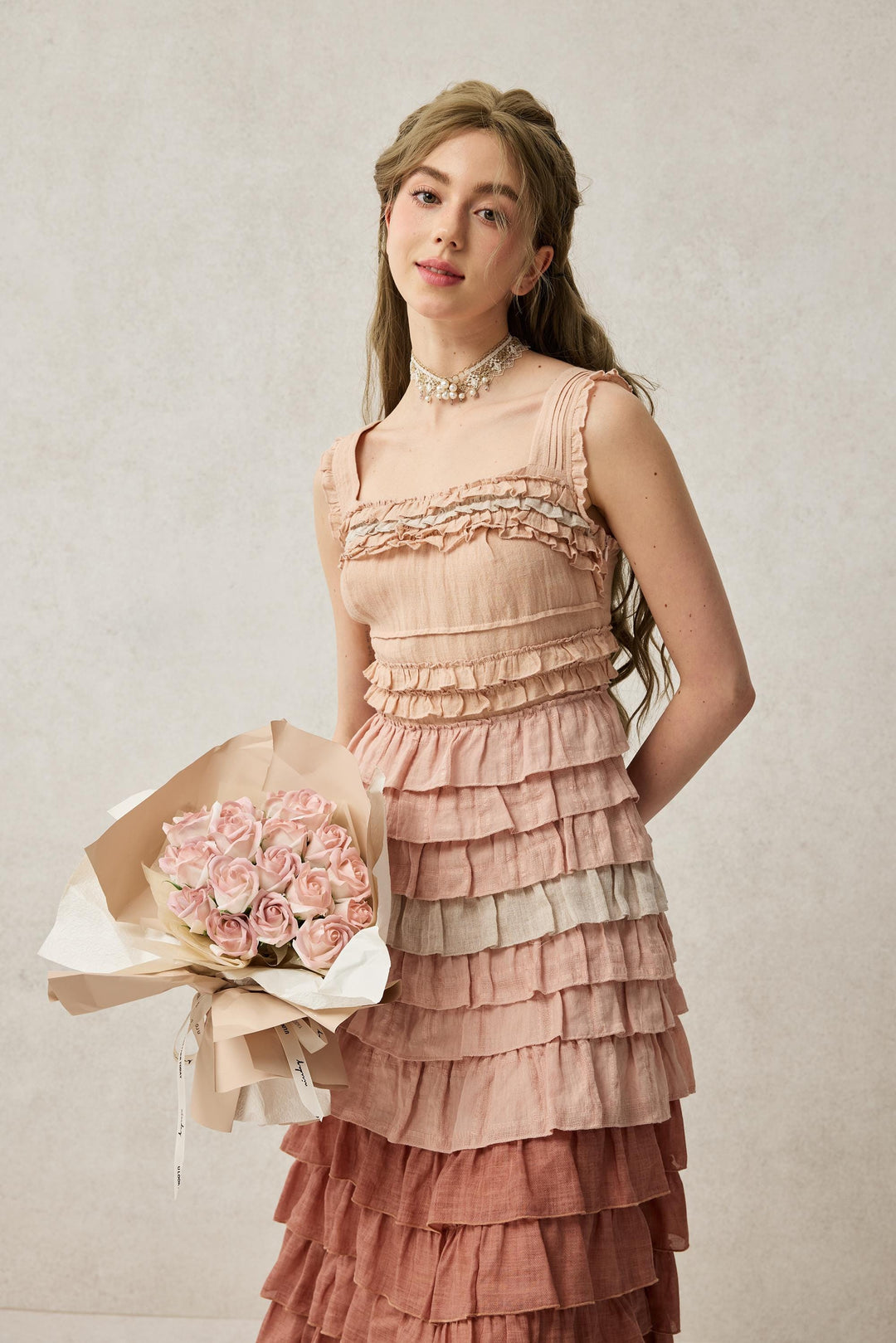 pink gradient dress Slaydiva Pink Gradient Backless One-Shoulder Slim Fit Long Dress Wedding Guest Women Maxi Summer Party Formal Gowns Knitted Fabric High Wais,M