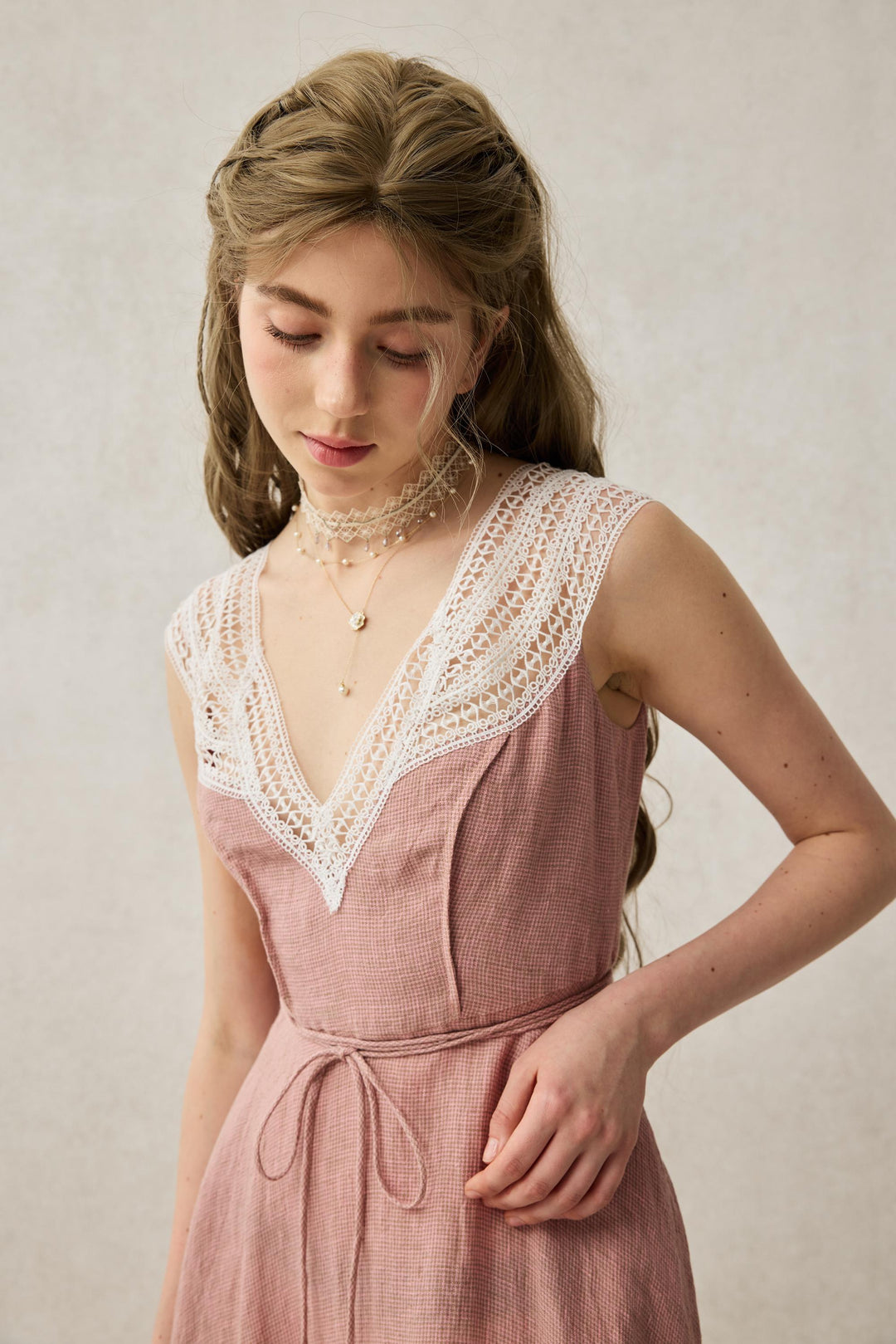 Cherry Tree 25 | Lace Linen flared dress Linennaive Cherry Tree 25 | Lace Linen flared dress Linennaive