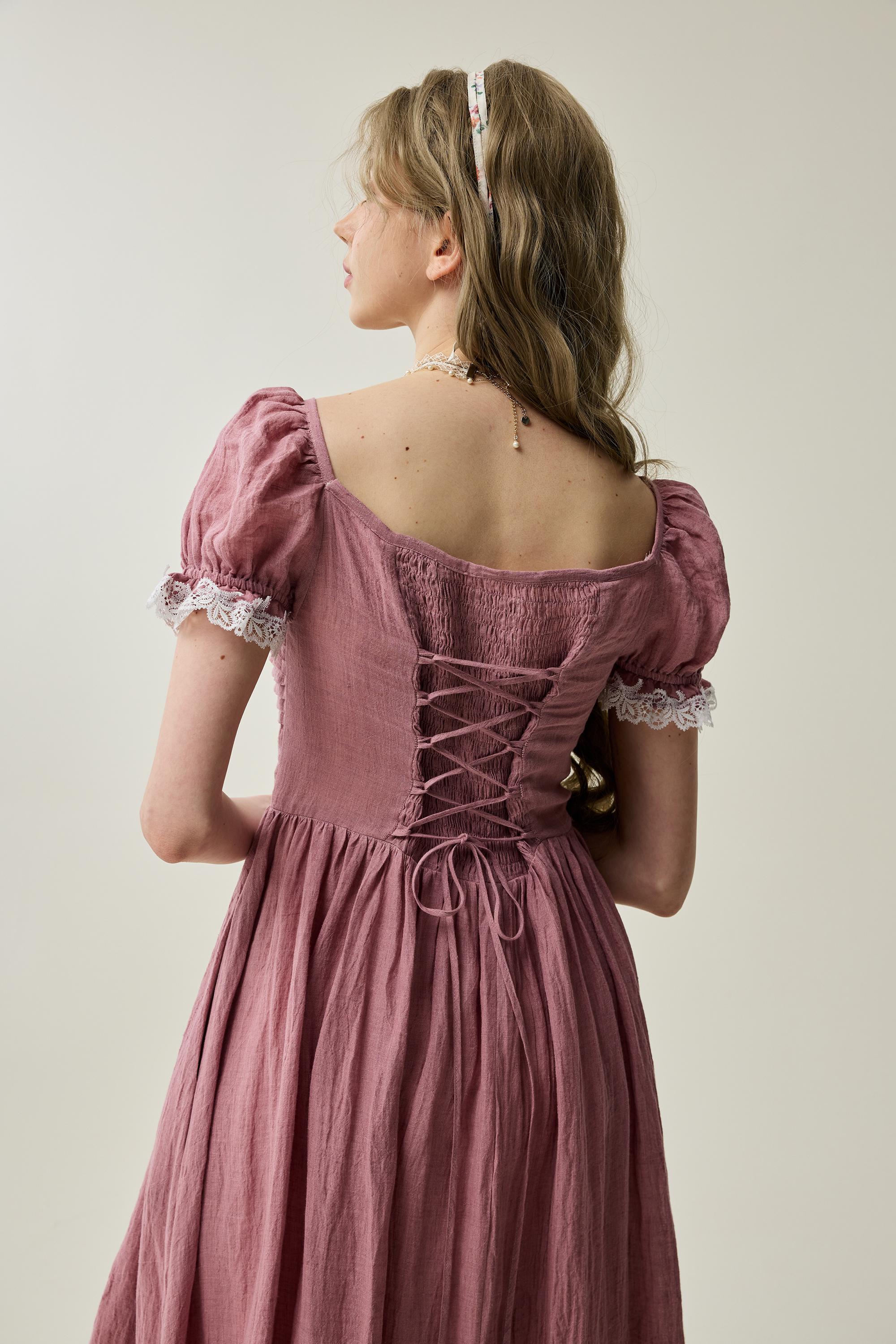 Monet Haze 26 | Fairy layered Linen Dress with pintucks – Linennaive