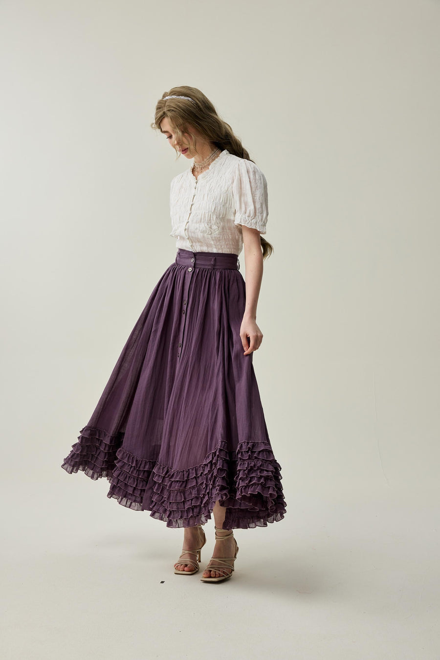 Dorothy 27 Ruffled maxi linen skirt Linennaive