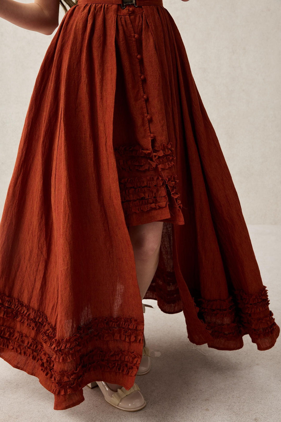 Wearable Poetry 17 Ruffled linen dress skirt (2 pieces)