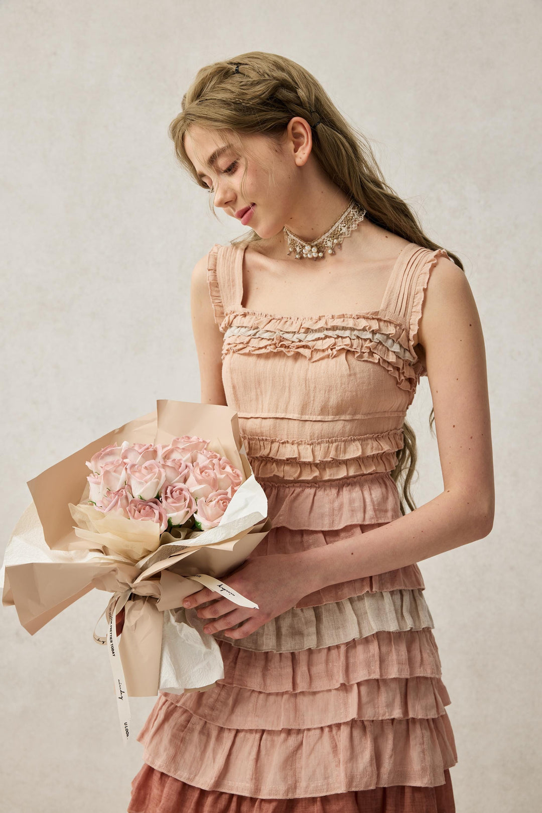 Petals 22 | Dreamy Gradient Linen Dress Gradient pink / 3XL Petals 22 | Dreamy Gradient Linen Dress Gradient pink / 3XL