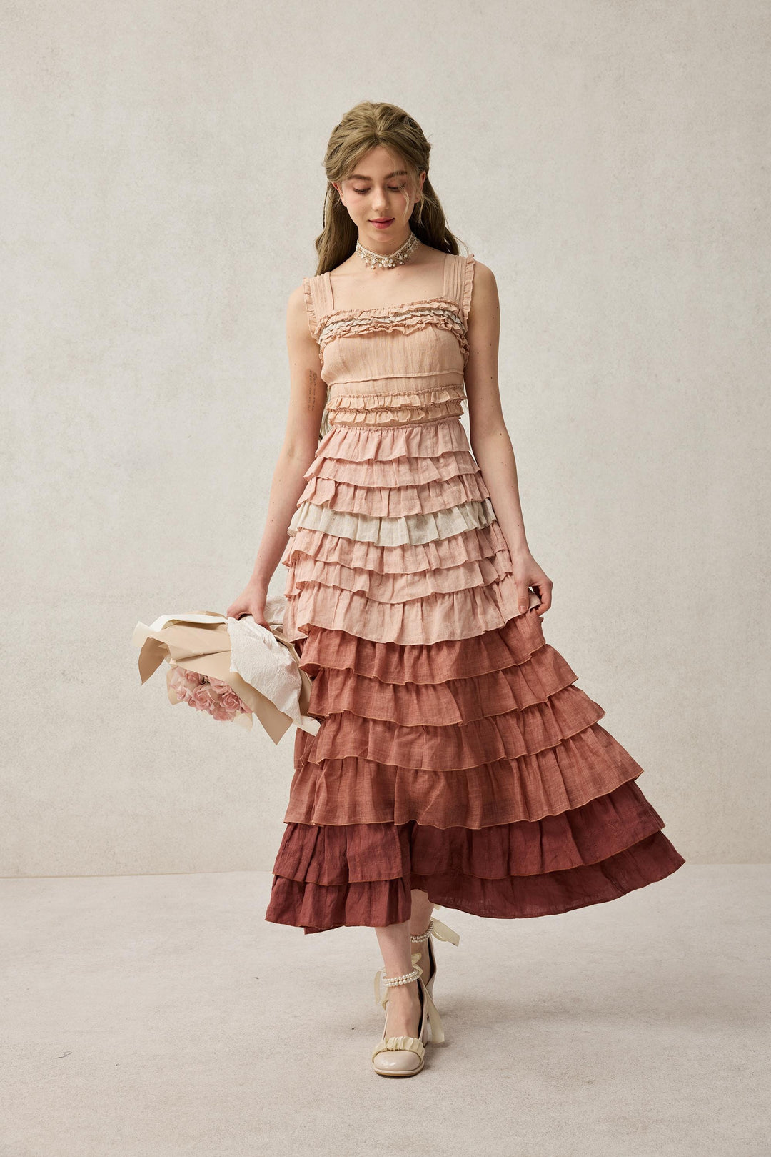 Petals 22 | Dreamy Gradient Linen Dress Gradient Pink / Xs Petals 22 | Dreamy Gradient Linen Dress Gradient Pink / Xs