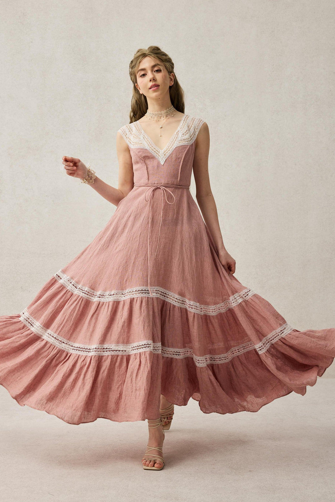 Cherry Tree 25 | Lace Linen flared dress Cherry Tree 25 | Lace Linen flared dress