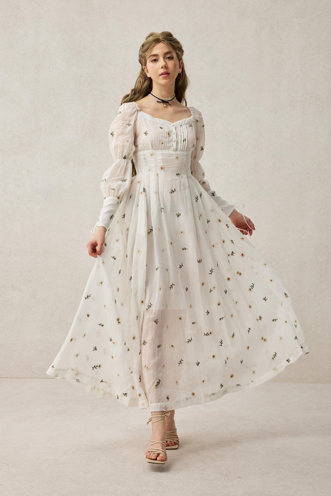 Phoenix 24 | Embroidery Daisy Linen Dress Linennaive Phoenix 24 | Embroidery Daisy Linen Dress Linennaive