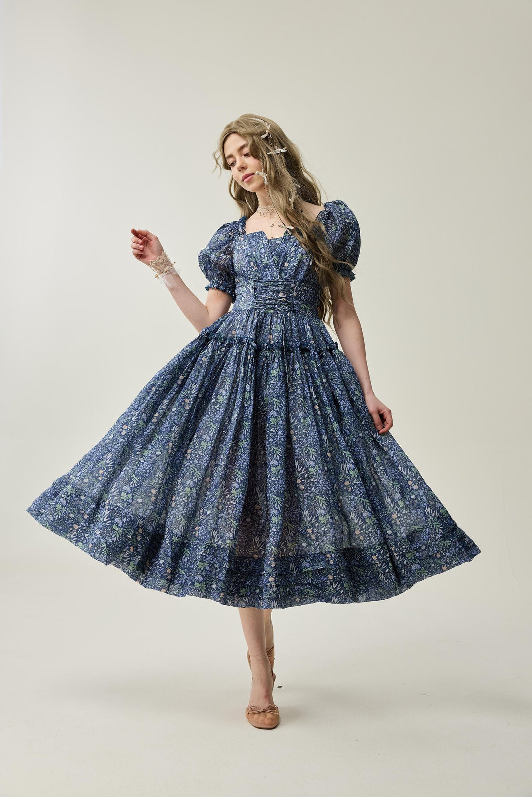 Julia 35 | Floral linen dress Midnight Floral / 2XL Julia 35 | Floral linen dress Midnight Floral / 2XL