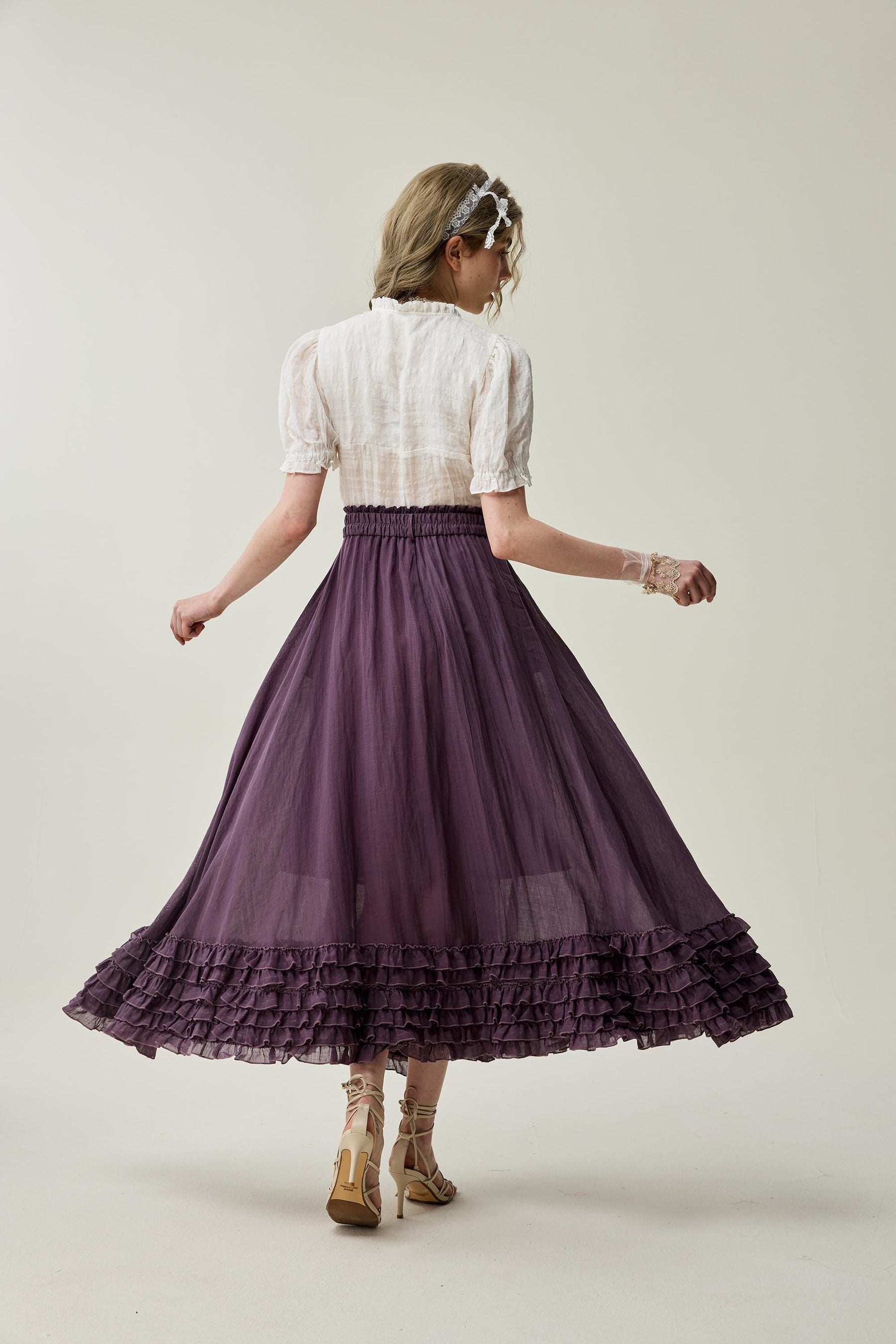 Dorothy 27 Ruffled maxi linen skirt Linennaive
