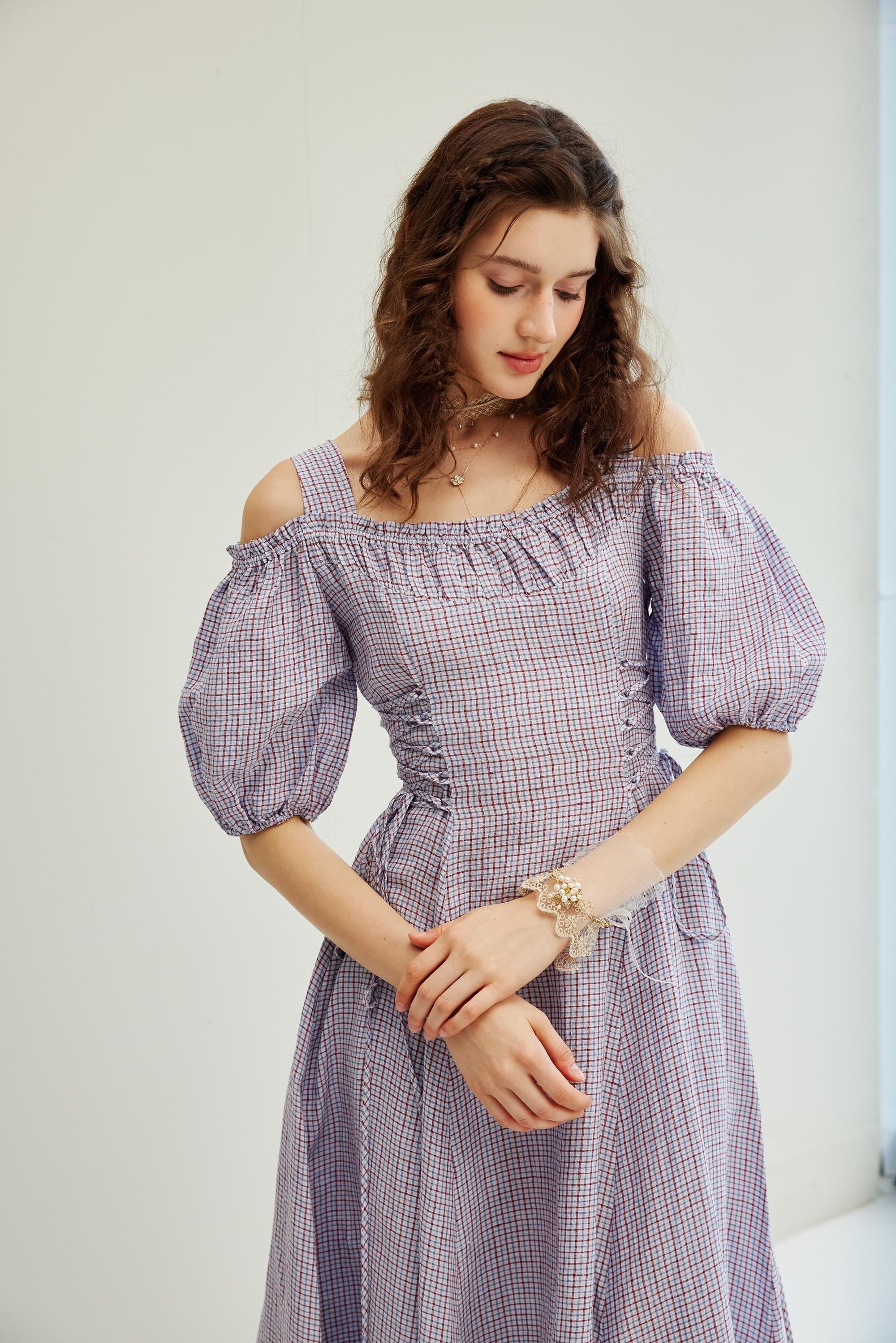 Mia 19 | halter linen dress with puff sleeves – Linennaive