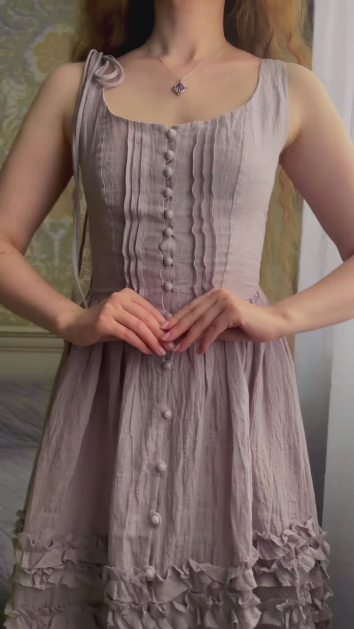 Wearable Poetry 17 | Ruffled linen dress & skirt （2 pieces)