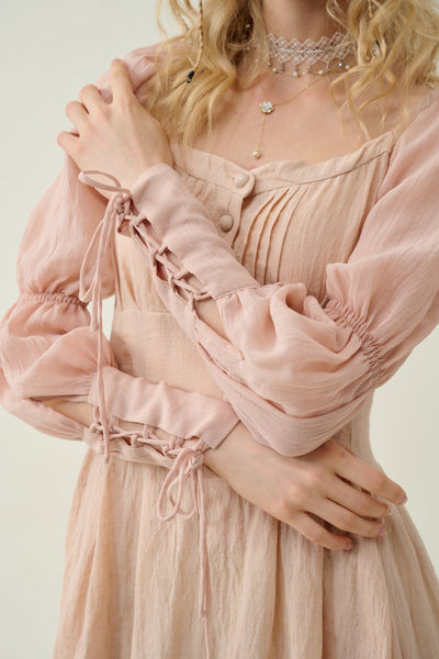 Sakura 21 | Lace-up maxi linen dress