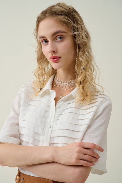 Amelia 24 | pleated linen white blouse