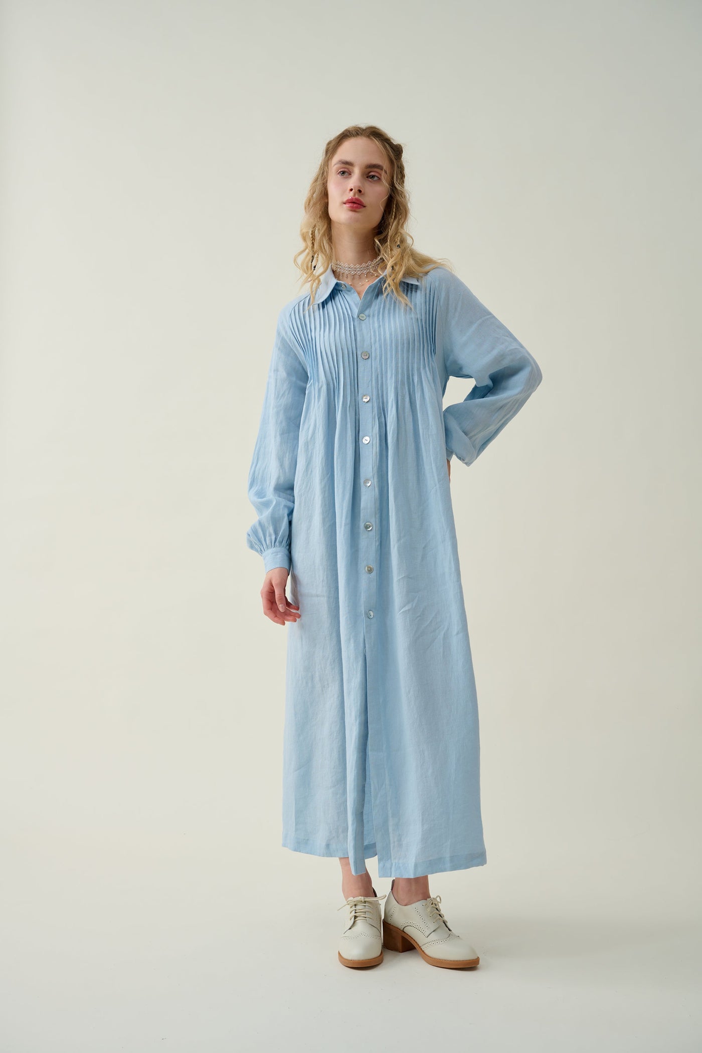 Lucy 33 |pintucked linen shirt dress