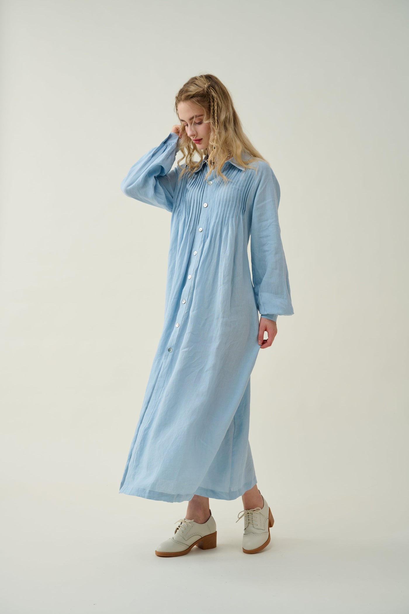 Lucy 33 |pintucked linen shirt dress – Linennaive