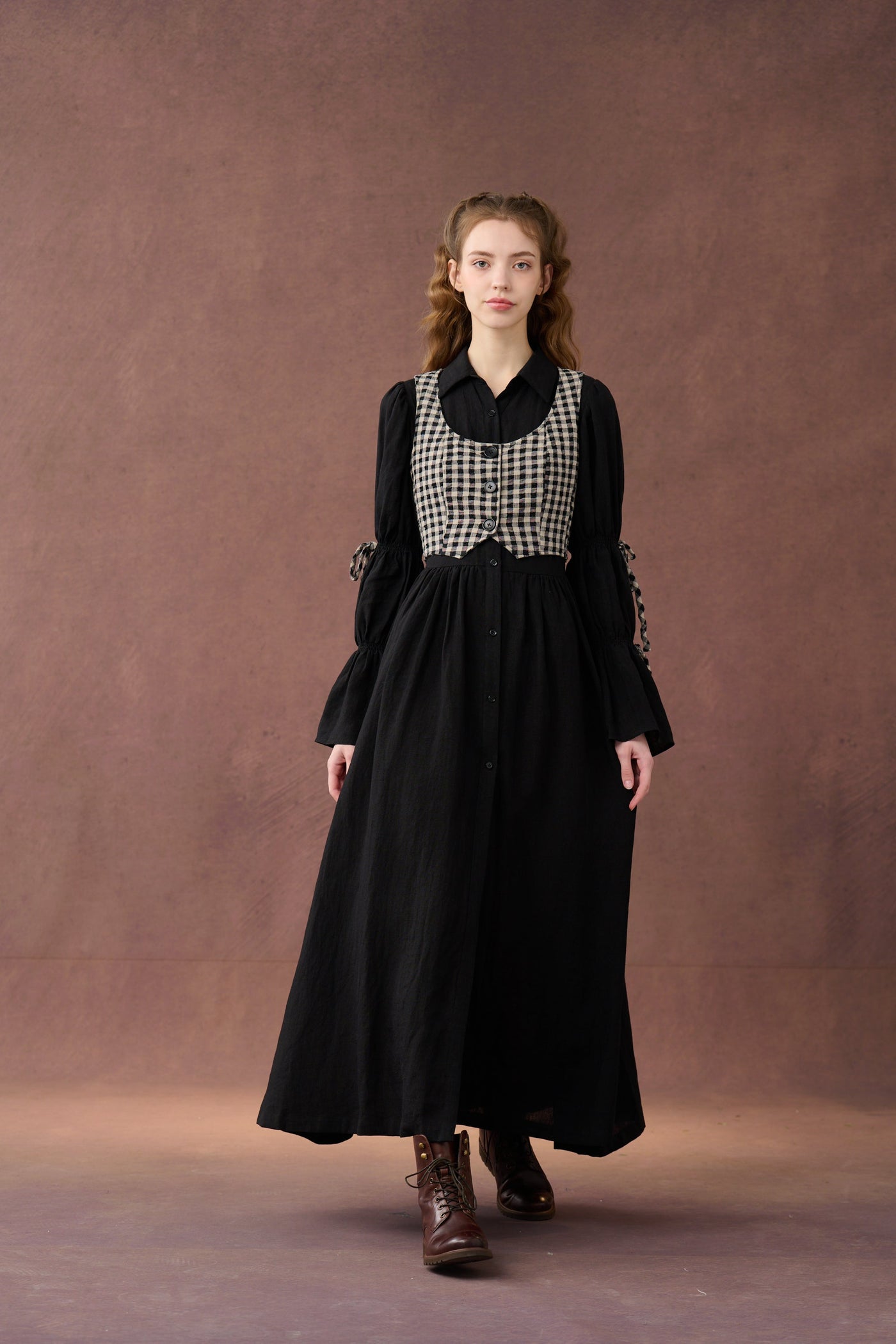 Cistus 27 | shirt corset linen dress with vest