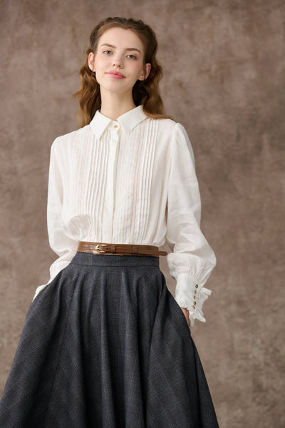 Jo March 31 | Accordion Pleated Linen Shirt