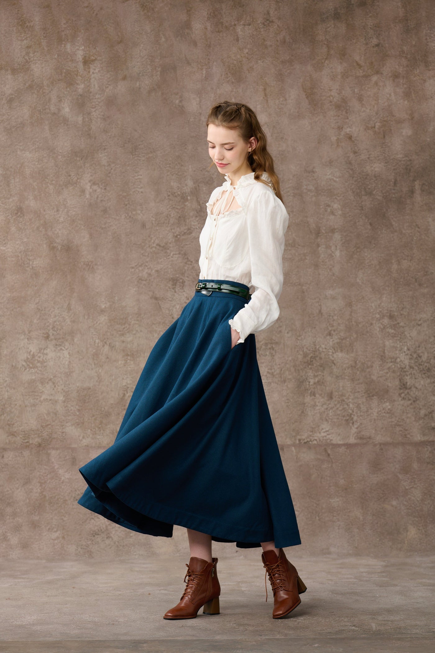 the Great Perhaps 2 |  Maxi wool Skirt in Blue