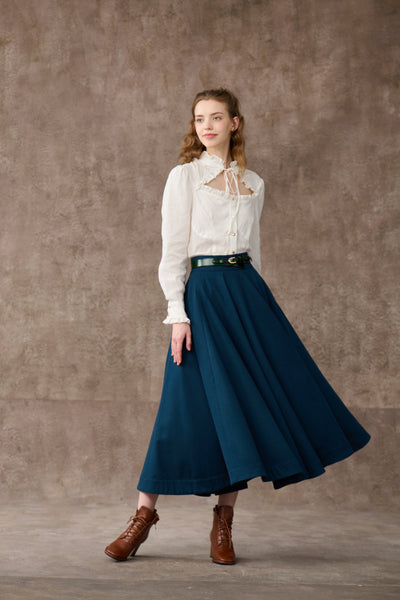 the Great Perhaps 2 |  Maxi wool Skirt in Blue