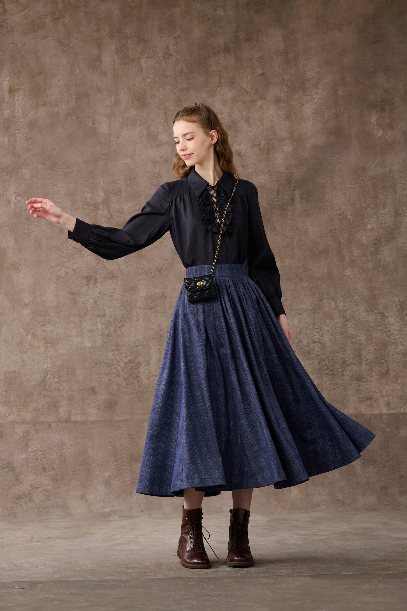 Future 4 | Tartan Wool Skirt in Blue