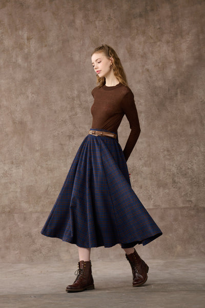 Legend 1 | Tartan Wool Skirt in Blue