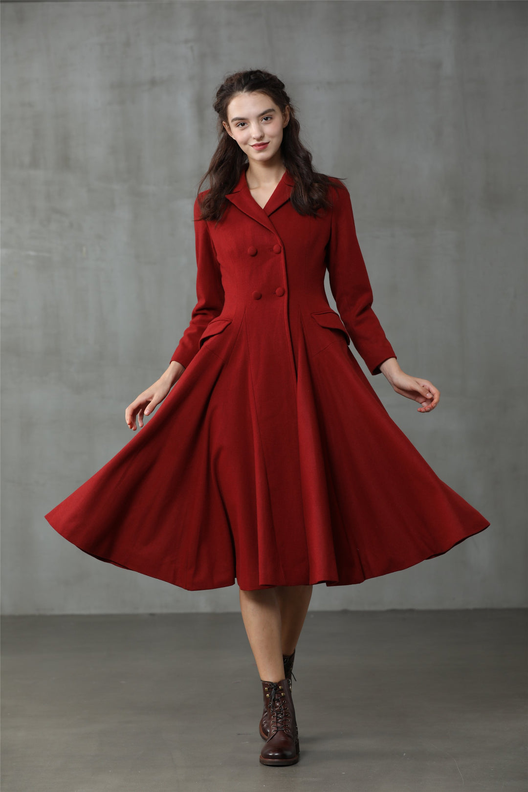red dress coat Marcella | Elizabeth in Medium Grey | Women's Size Small Roman Holiday 2020 | Red