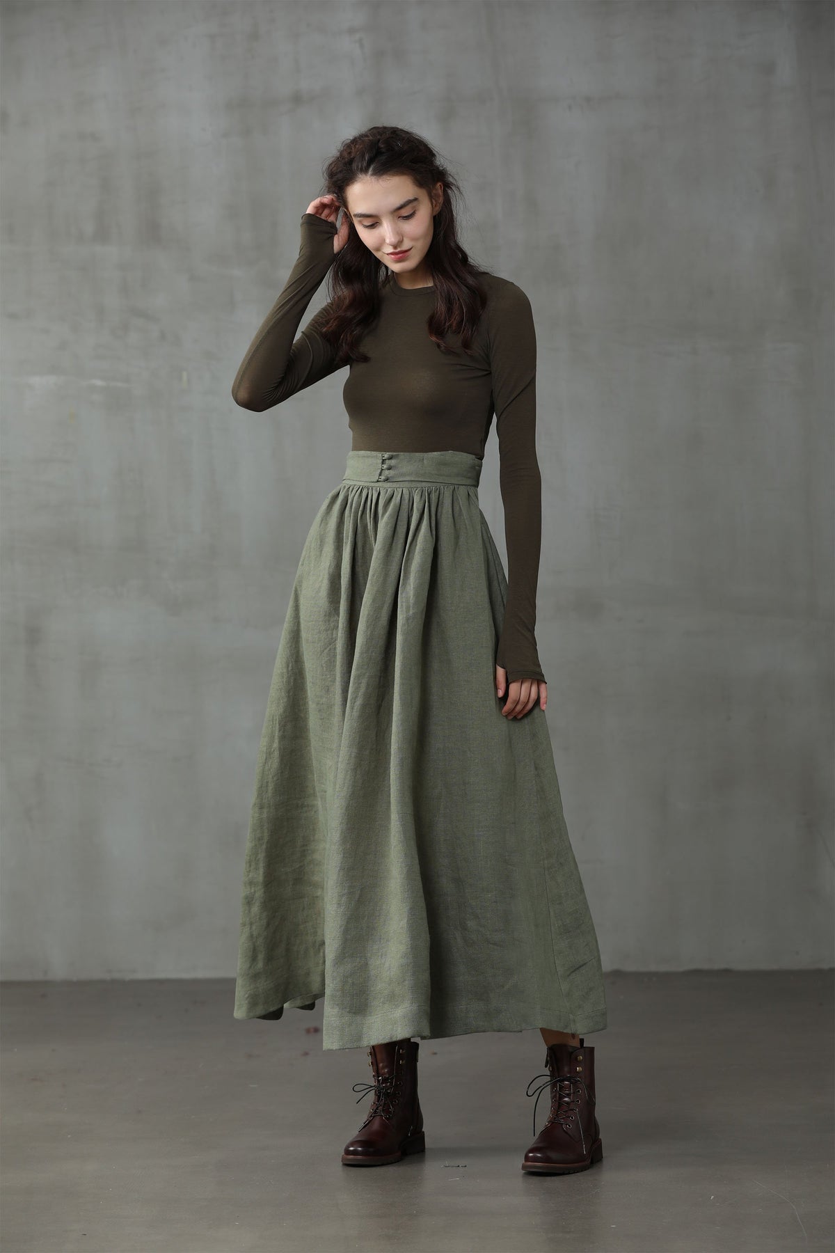 Hannah 38 | Girdle heavy linen skirt – Linennaive