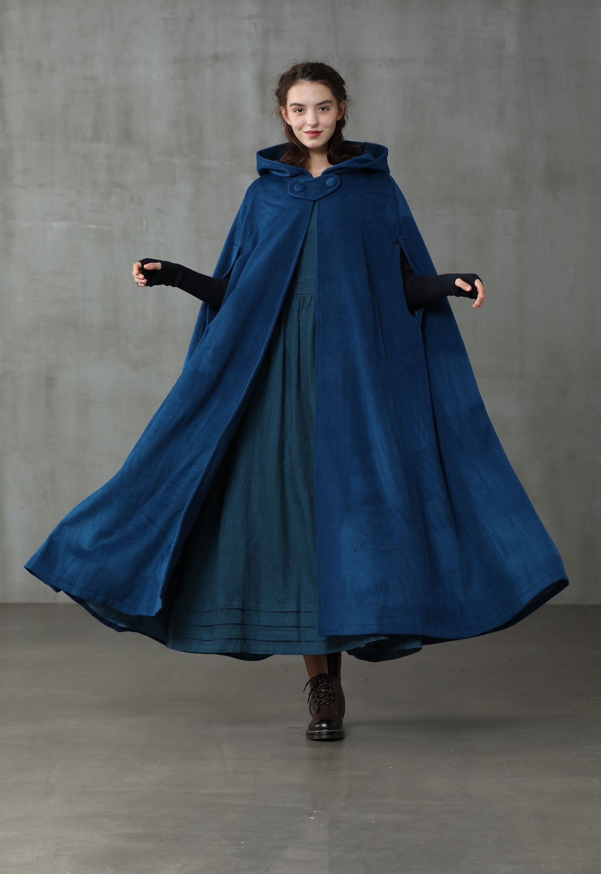 Maxi Hooded Wool Coat Cloak (8 Colors) – Linennaive