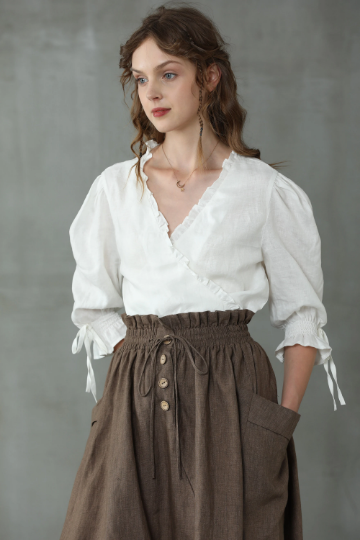 Musk 30 | Tie-waist linen pocket skirt – Linennaive