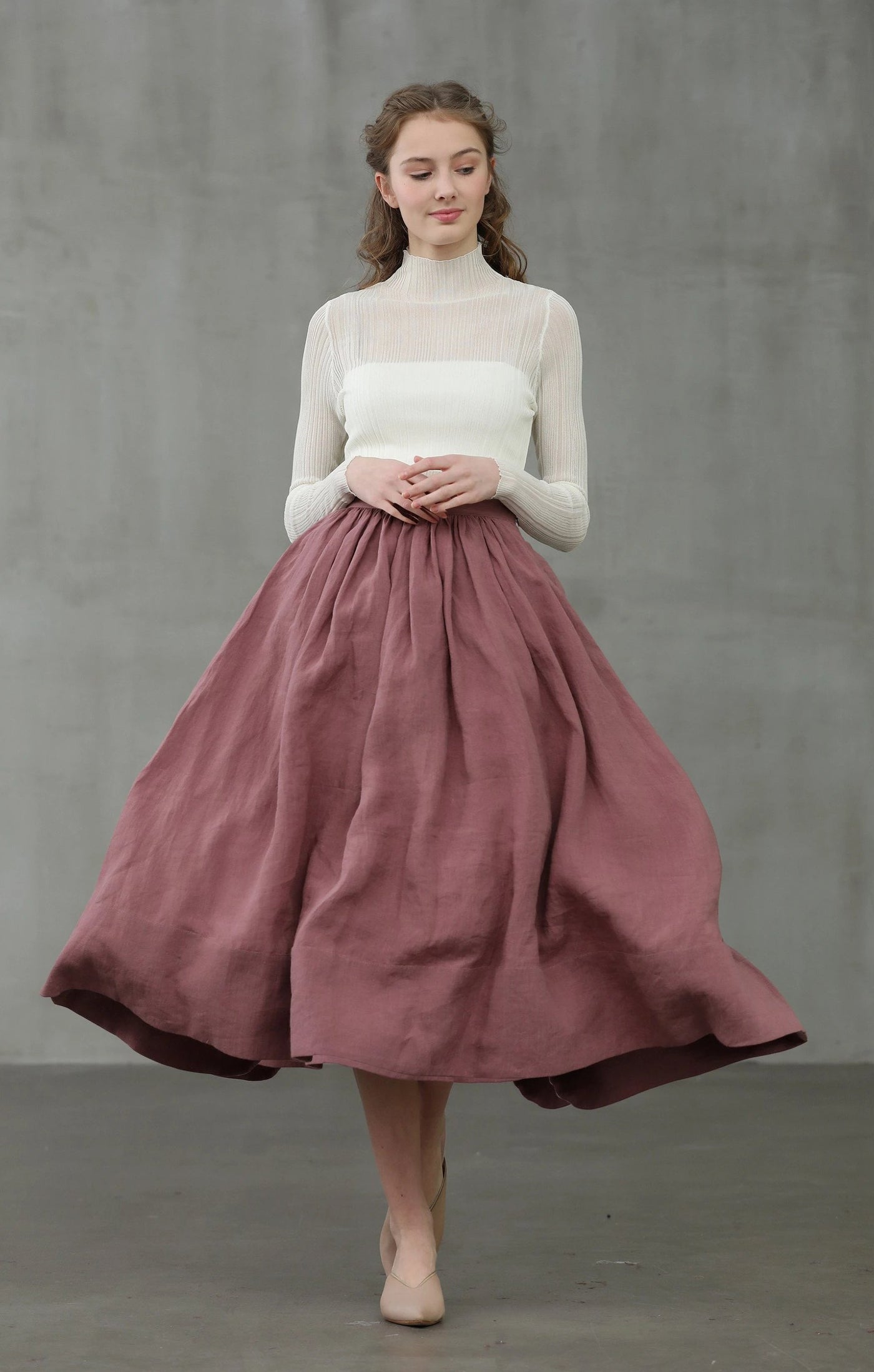 Daisy 03 | ashed lilac linen skirt