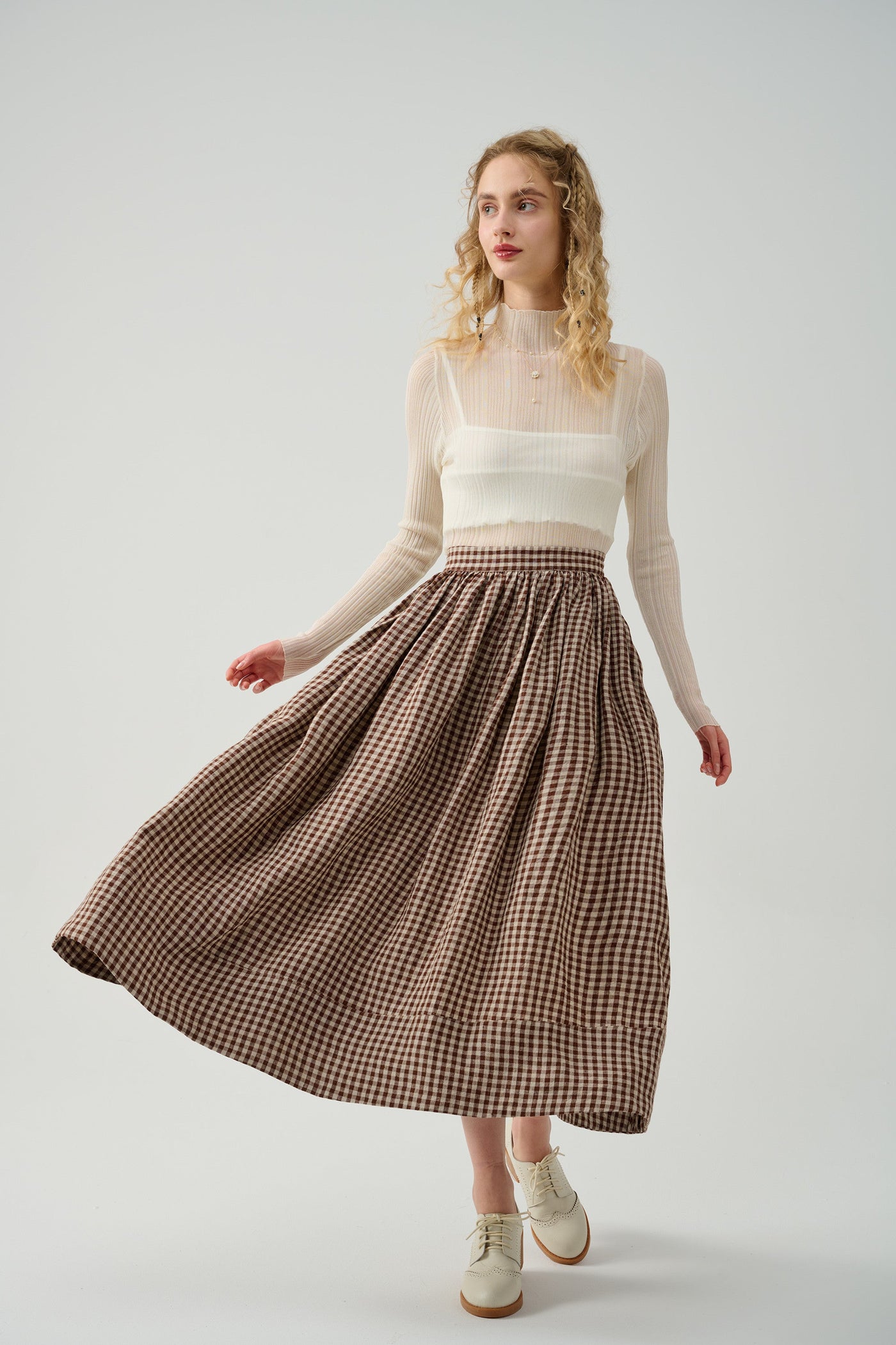 Daisy 03 | Midi linen skirt in humus