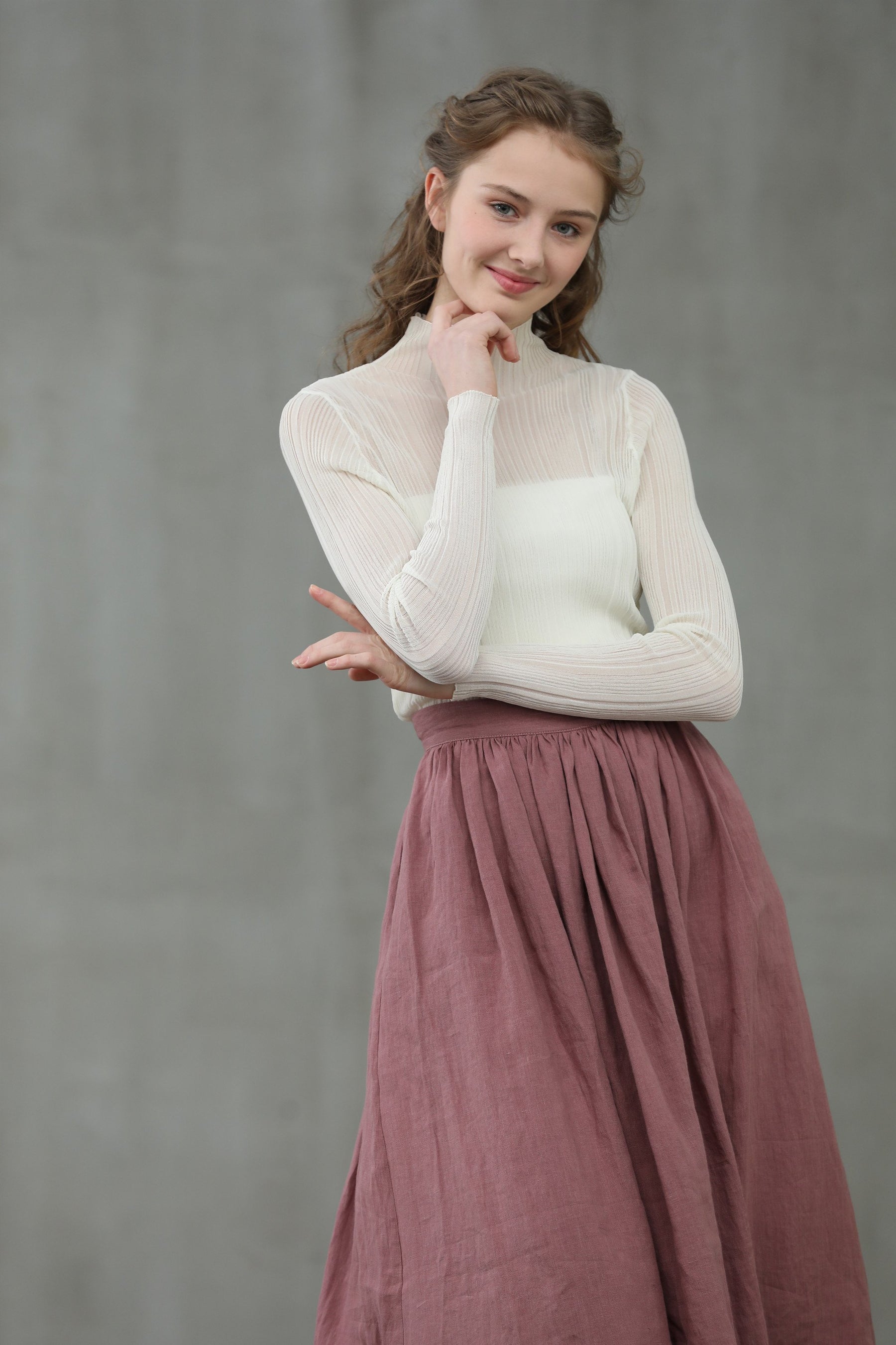 Daisy Linen Skirt - Red