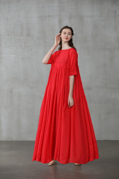 BAIE 24 | red maxi linen wedding dress
