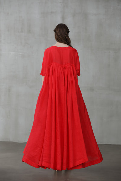 BAIE 24 | red maxi linen wedding dress