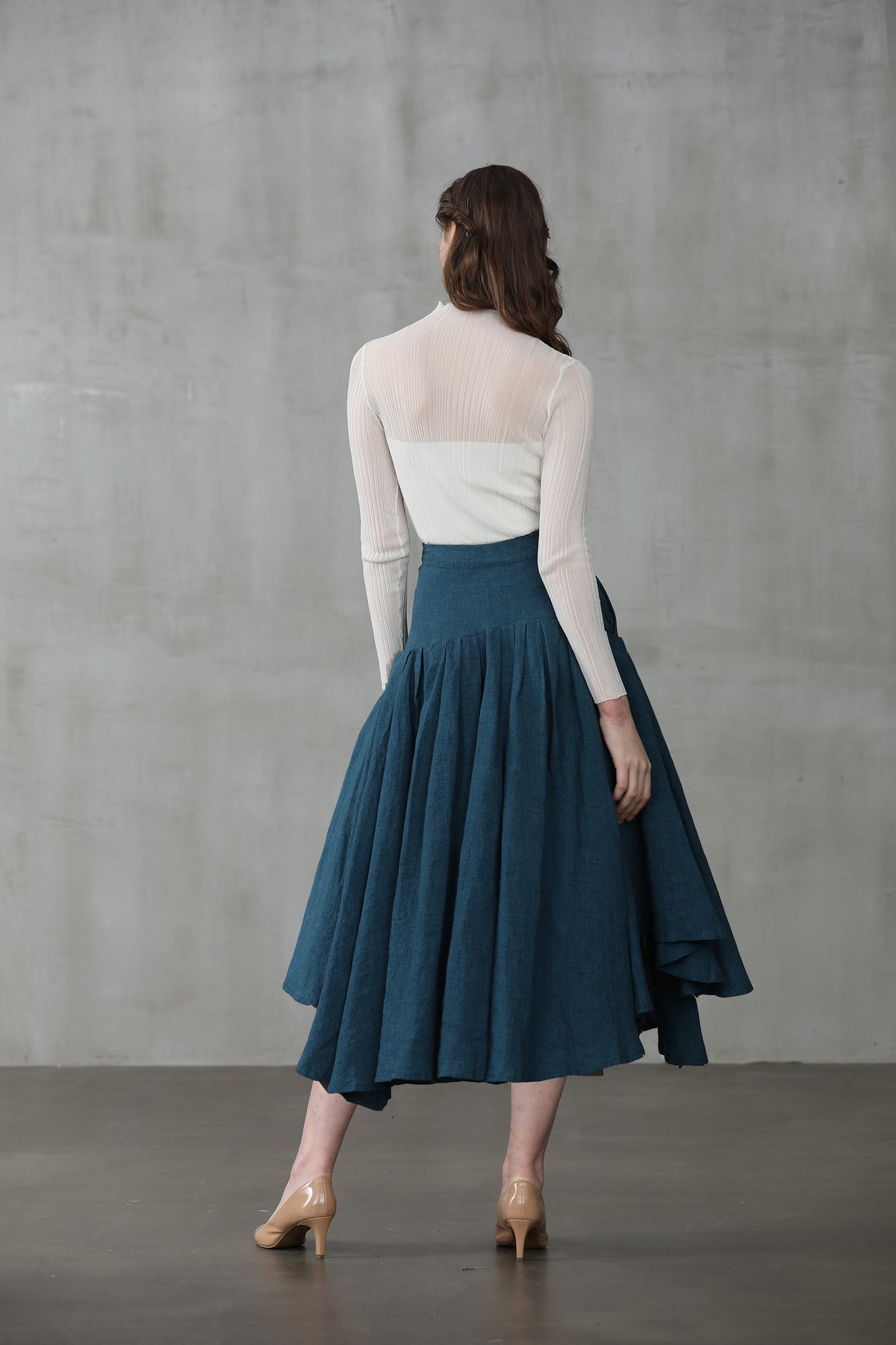 Opera 25 | peacock blue linen skirt – Linennaive