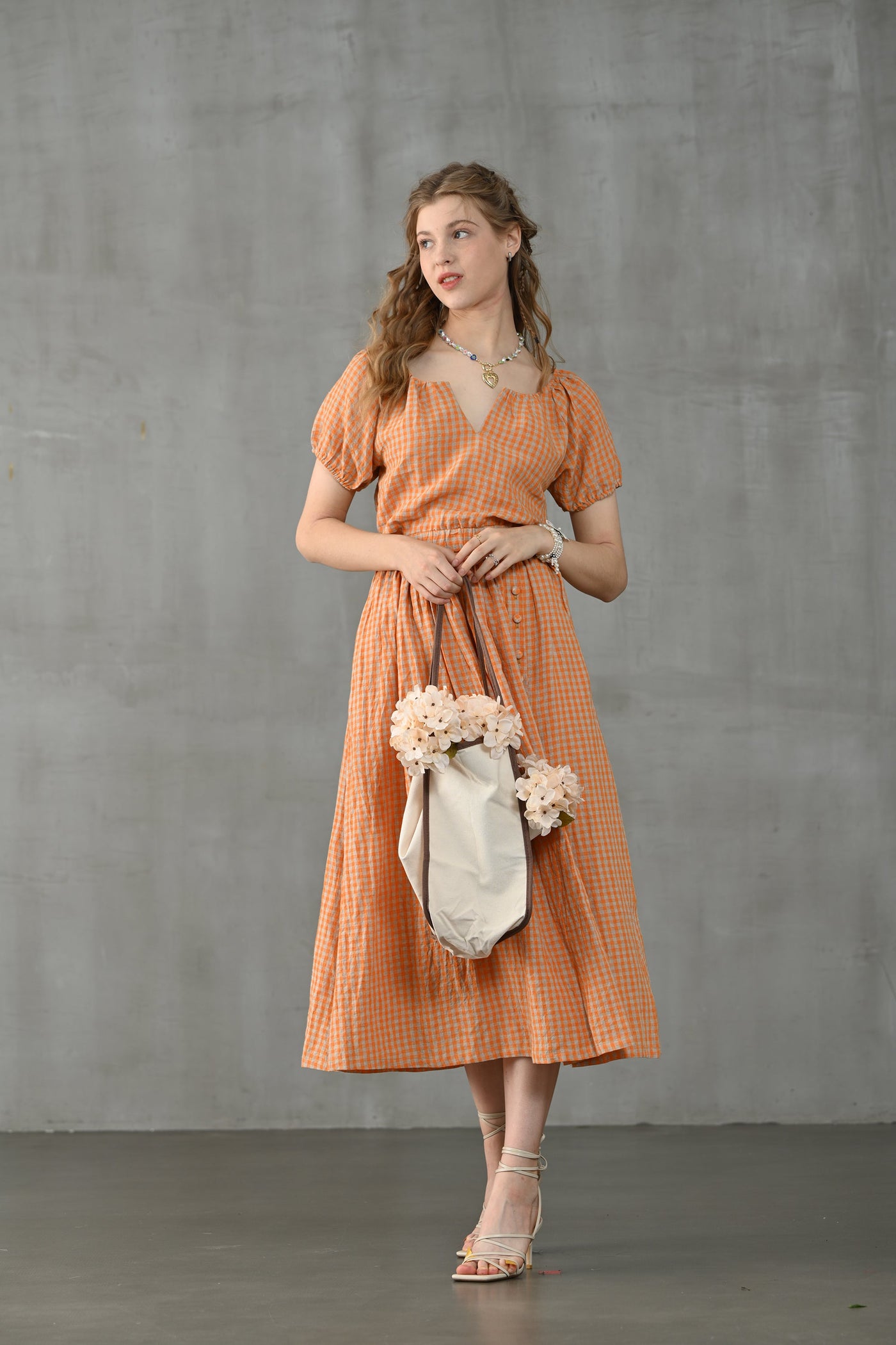Grace 17 | Plaid 100%  Linen Skirt