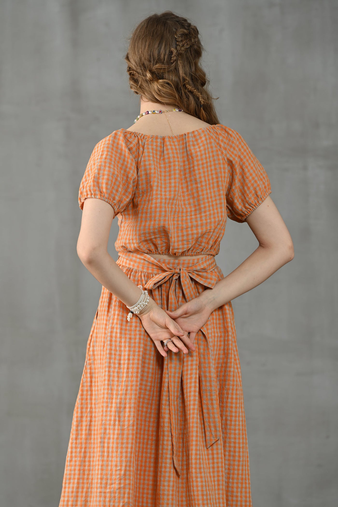 Grace 17 | Plaid 100%  Linen Skirt
