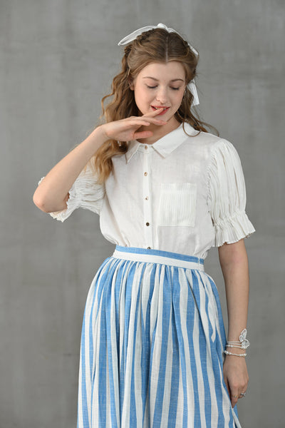 Lily of the valley 11 | Striped linen skirt
