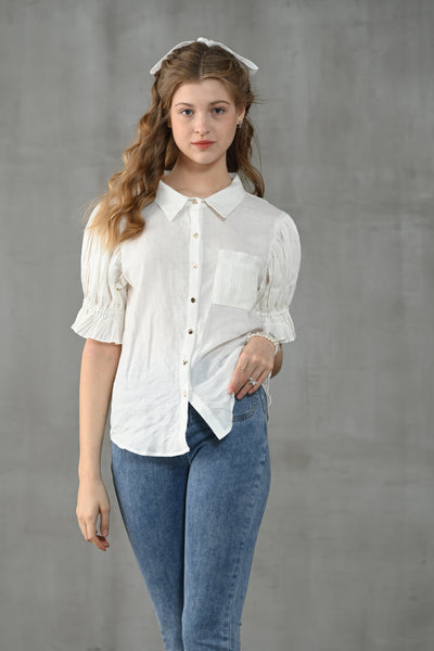lily of the valley 22 | Accordion pleated linen shirt