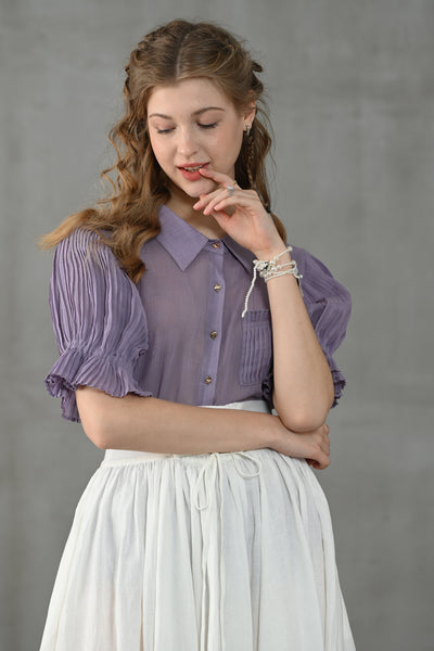 lily of the valley 22 | Accordion pleated linen shirt in lilac