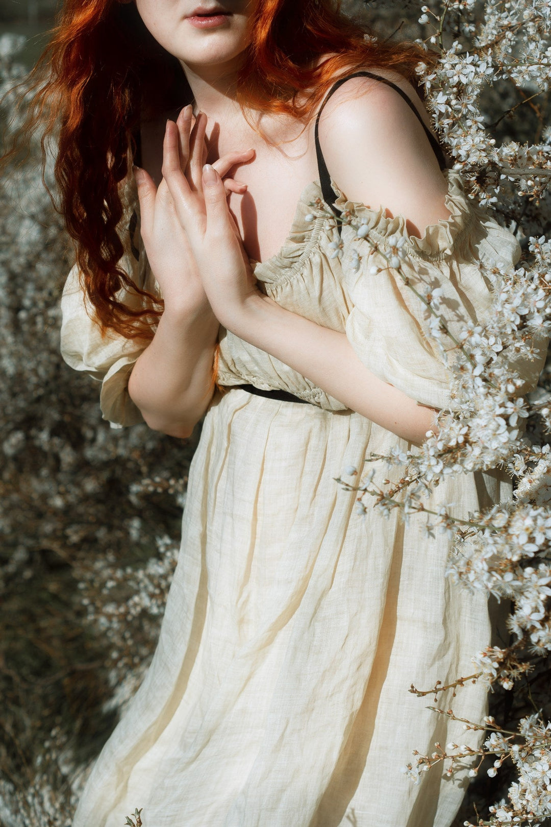 La Luna 11 | old lace linen dress XL / OliveDrab La Luna 11 | old lace linen dress XL / OliveDrab