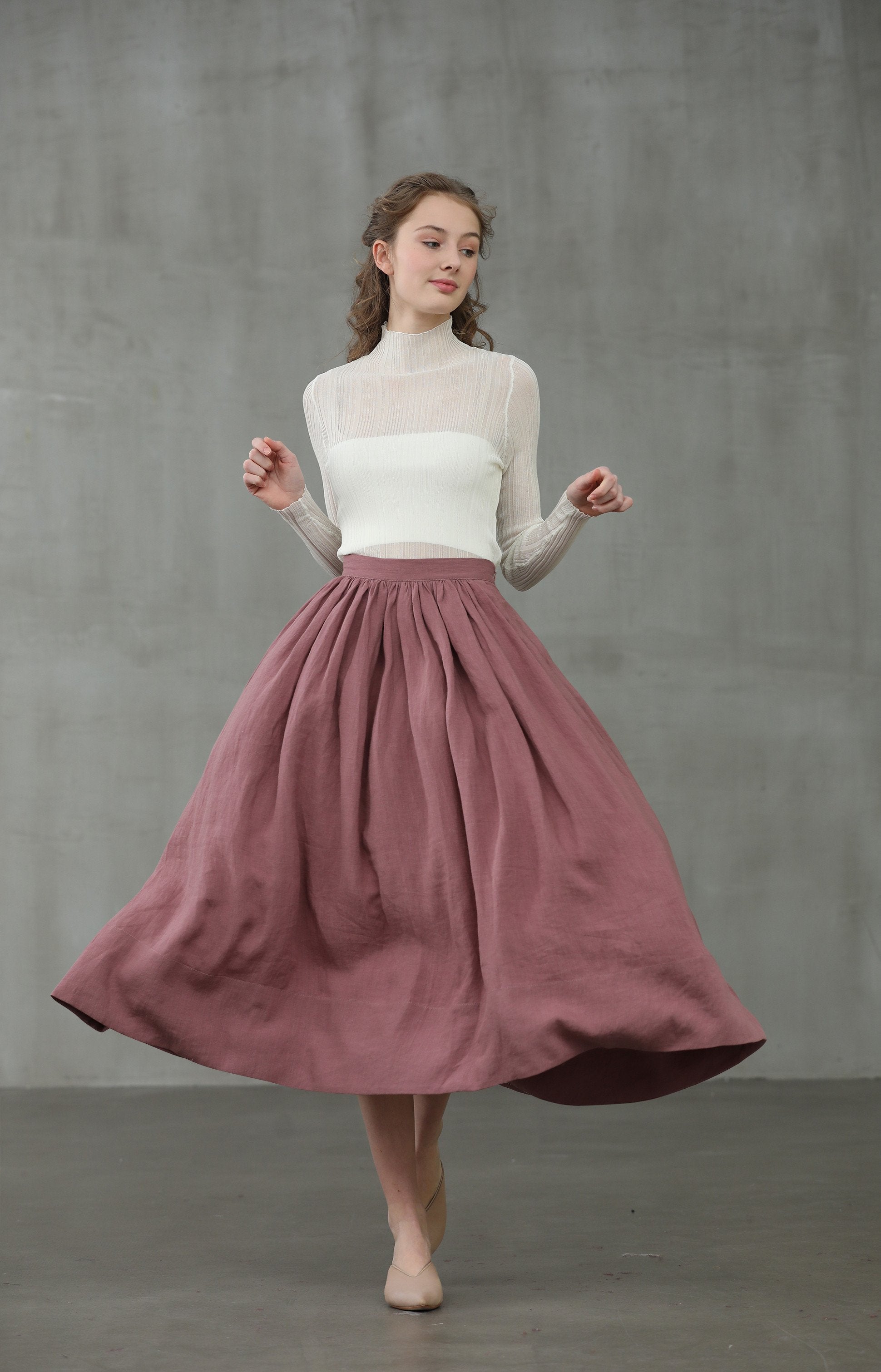 Daisy 03 | ashed lilac linen skirt – Linennaive