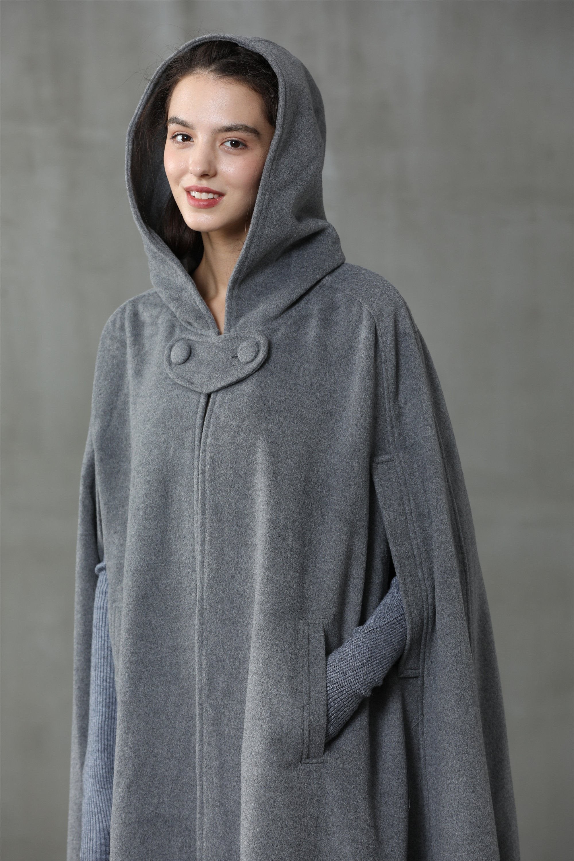 Maxi Hooded Wool Coat Cloak (8 Colors) – Linennaive